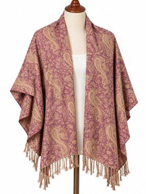Paisley Pashmina Company Wrap Scarf in Plum-Taupe - Women's Accessories